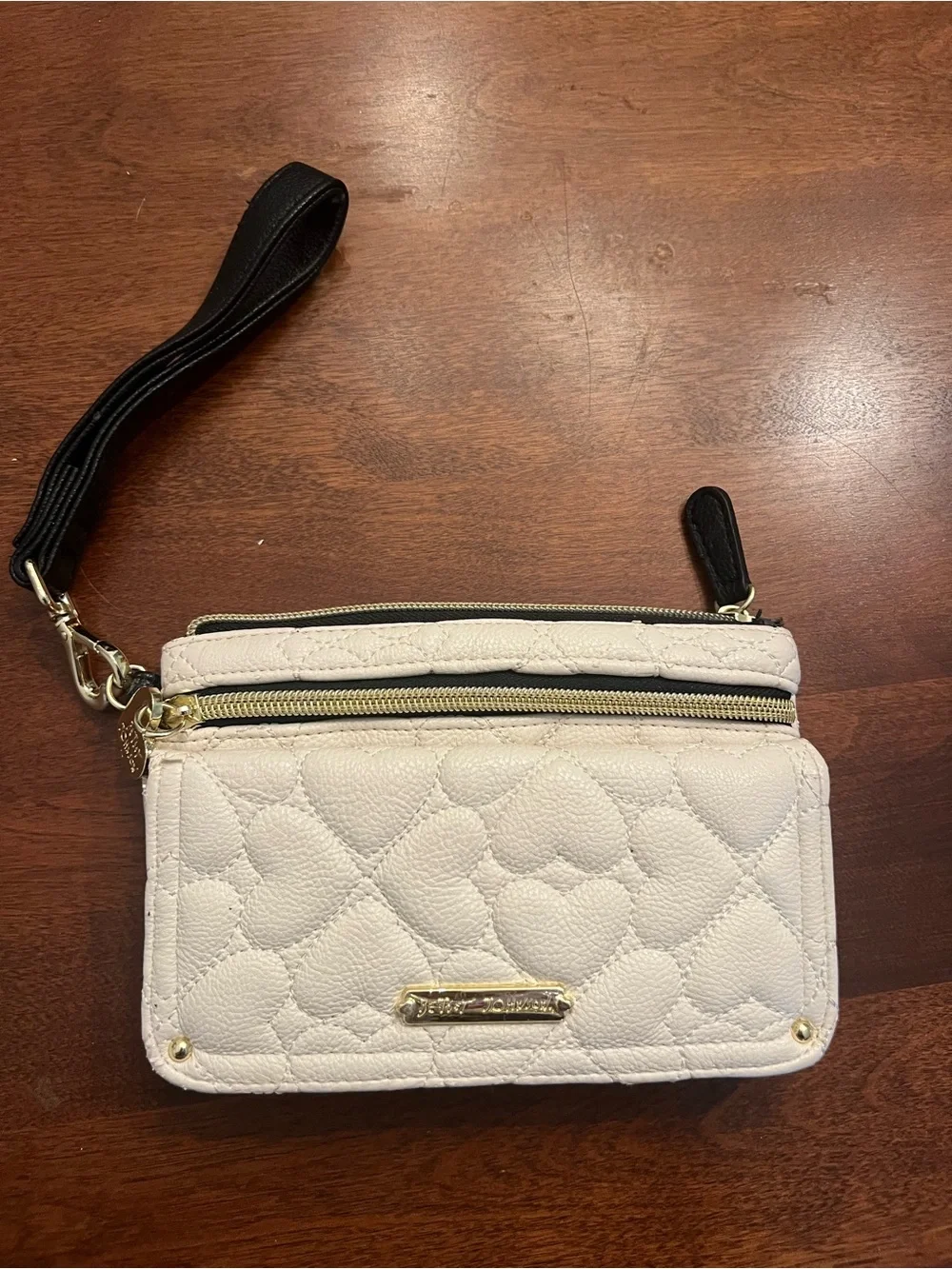 Betsy Johnson Quilted Wristlet Clutch in Cream